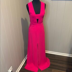 Jill Jill Stuart Women’s 0 Vibrant Pink Cutout Maxi Dress Front Slit Mid Cutout